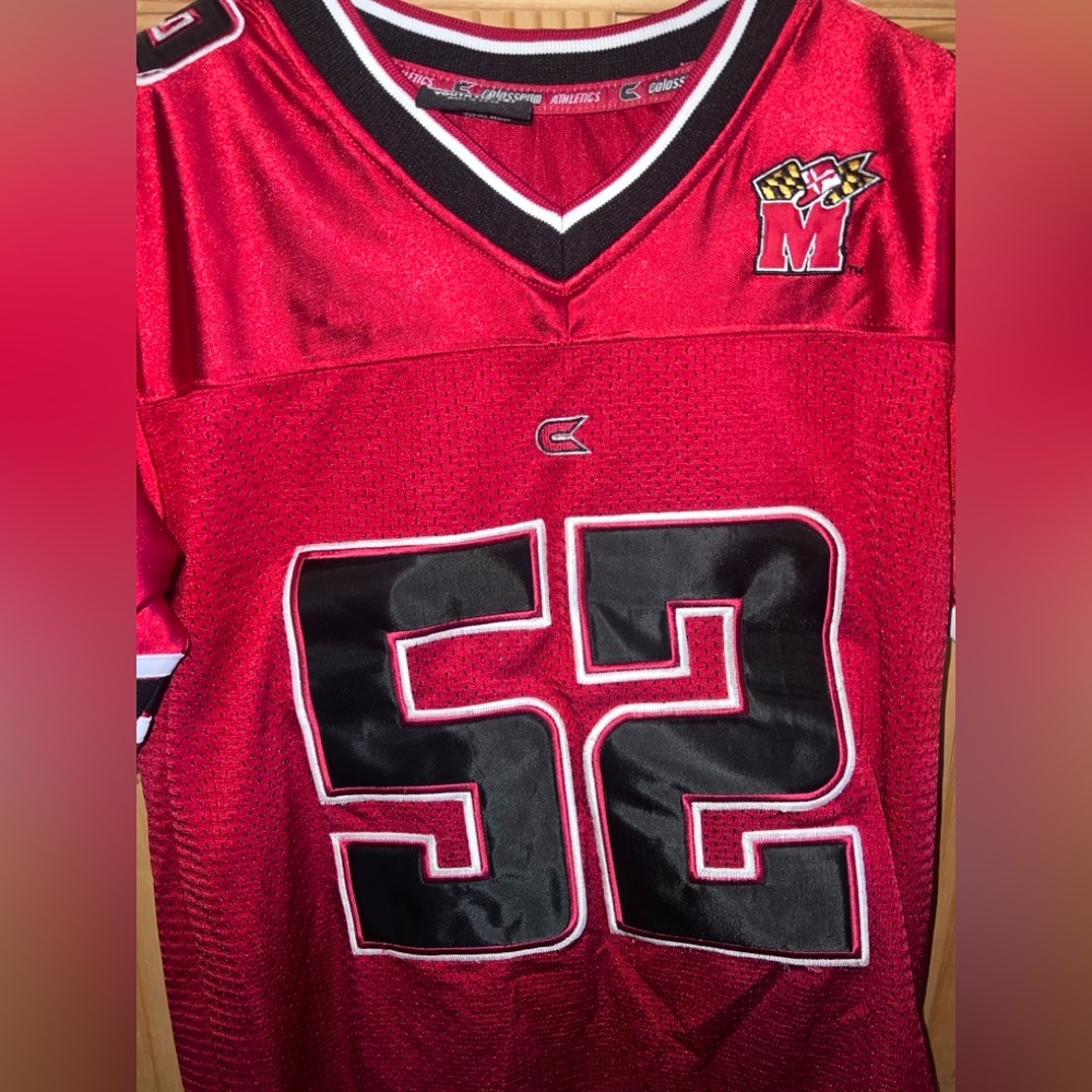 Maryland Terps NCAA Football Jersey Colosseum Youth Med 12-14 Red Short Sleeve